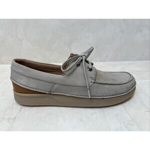 NWOB CLARKS Mens Sz 9 9M Boat Shoes Oakland Sun Leather Lace Up Sandstone